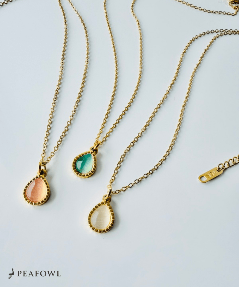 Drop Charm Necklace - peafowl