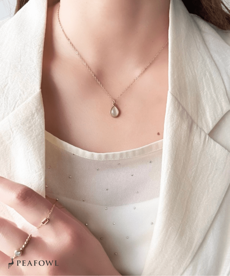 Drop Charm Necklace - peafowl