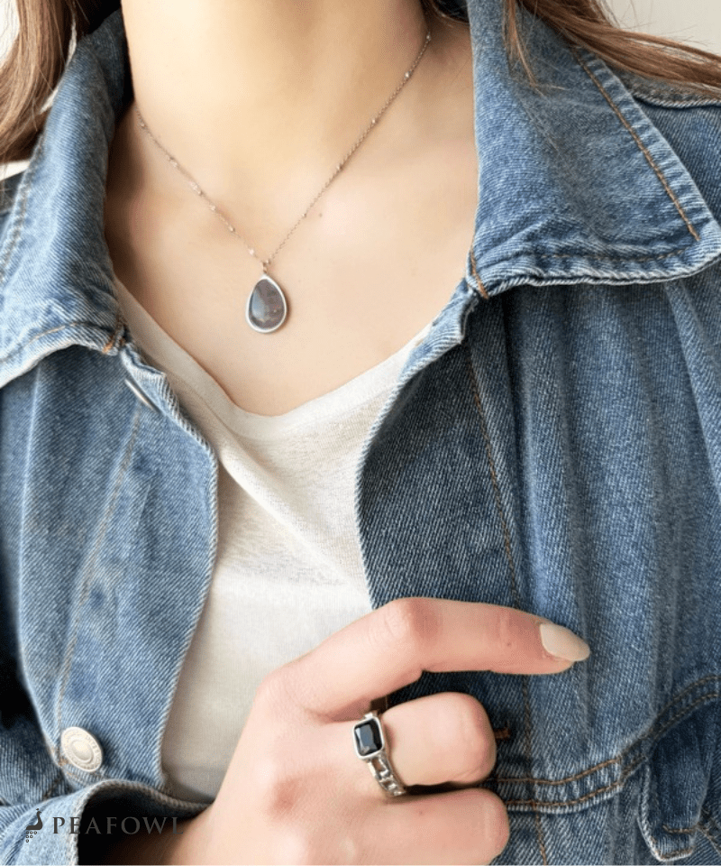 Drop Station Necklace - peafowl