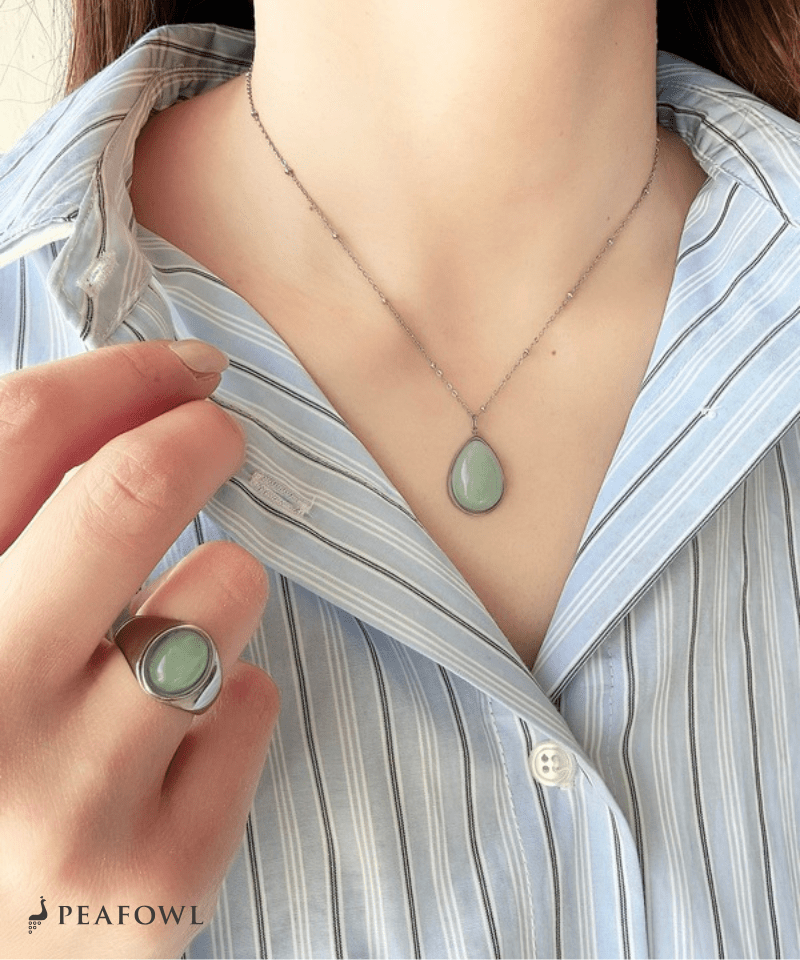 Drop Station Necklace - peafowl
