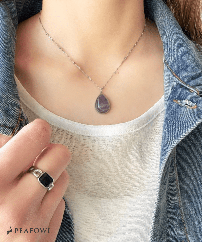 Drop Station Necklace - peafowl
