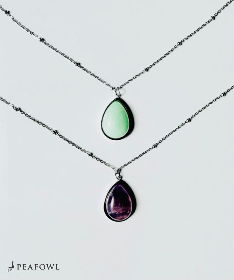 Drop Station Necklace - peafowl