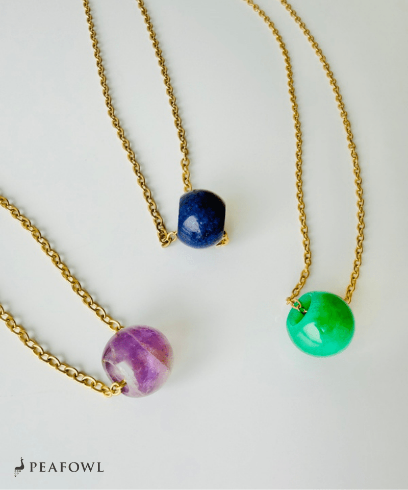 Drop Stone Necklace - peafowl