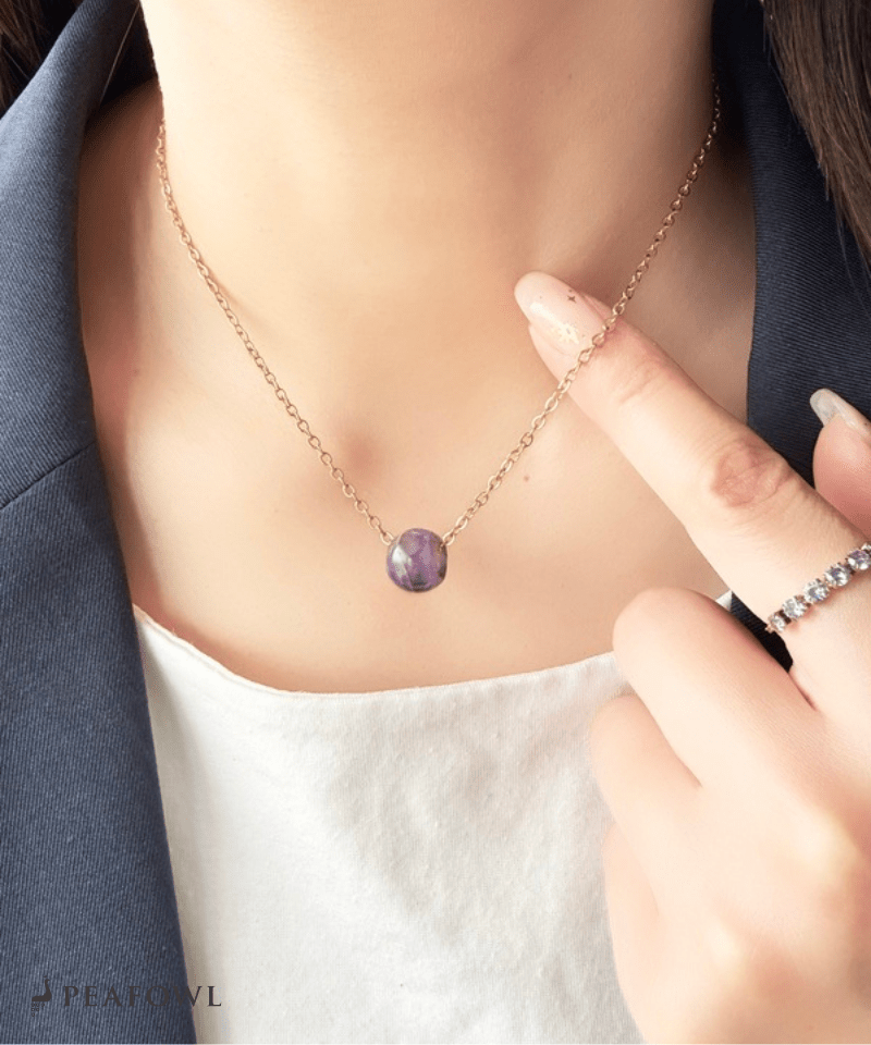 Drop Stone Necklace - peafowl