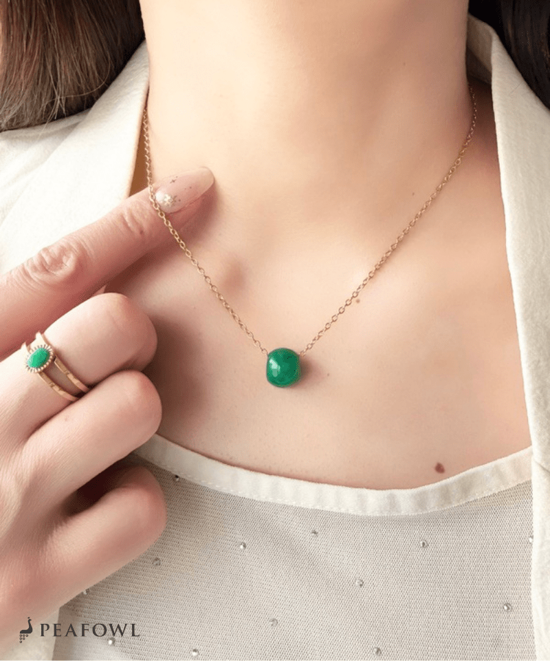 Drop Stone Necklace - peafowl