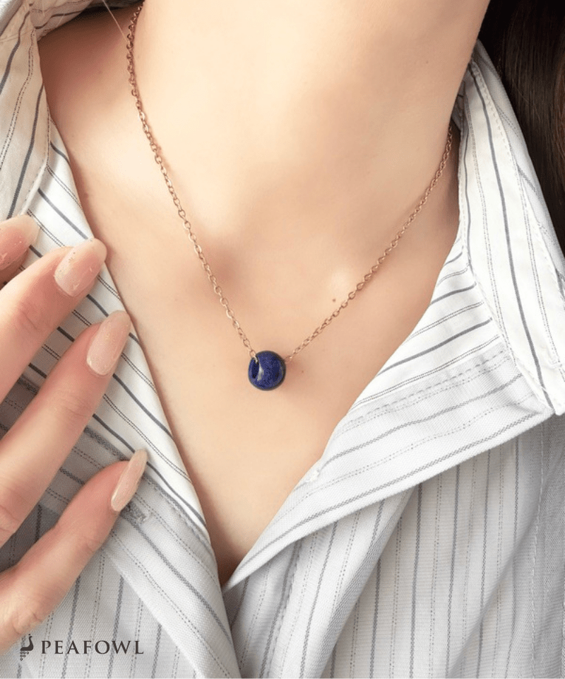 Drop Stone Necklace - peafowl