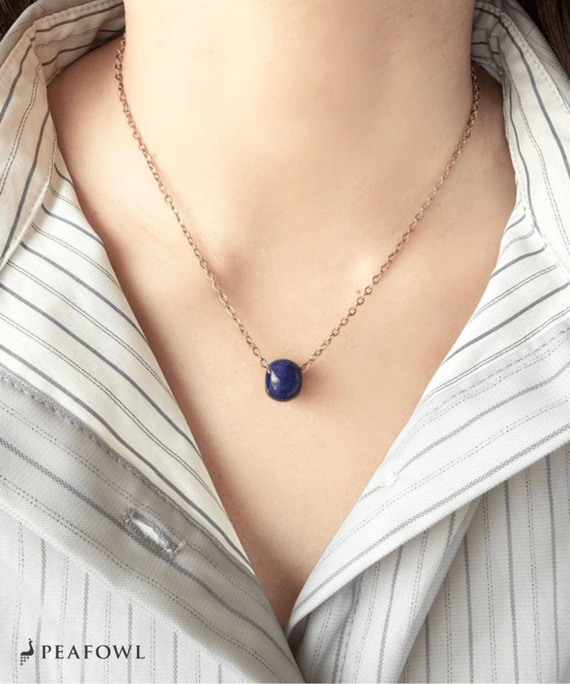 Drop Stone Necklace - peafowl