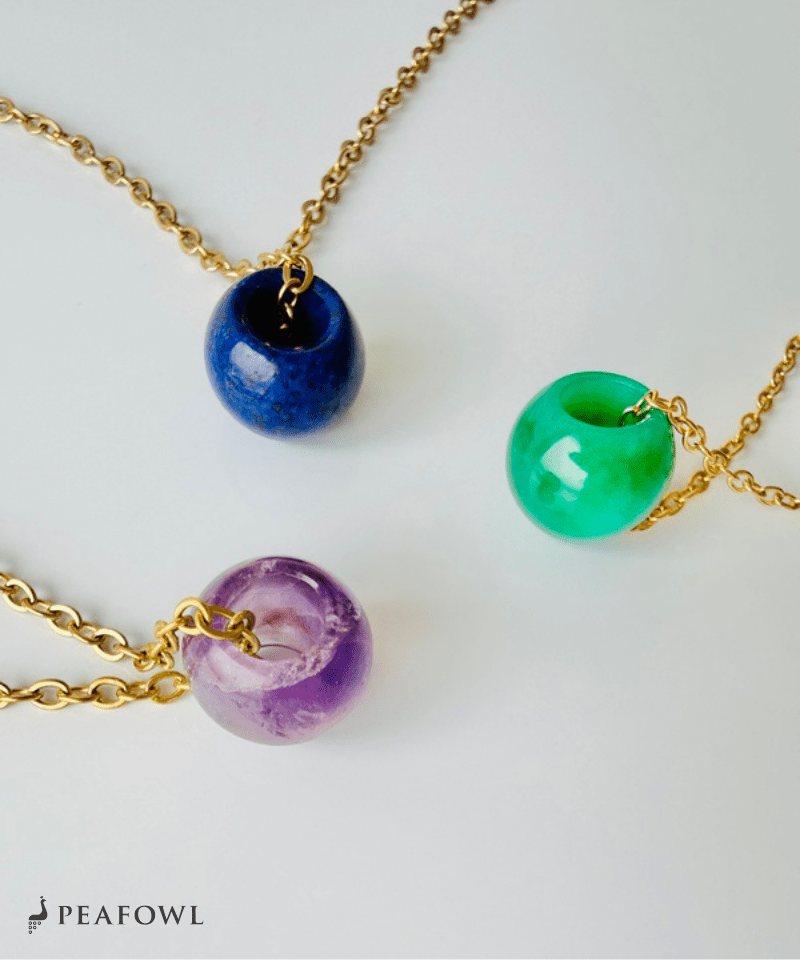 Drop Stone Necklace - peafowl