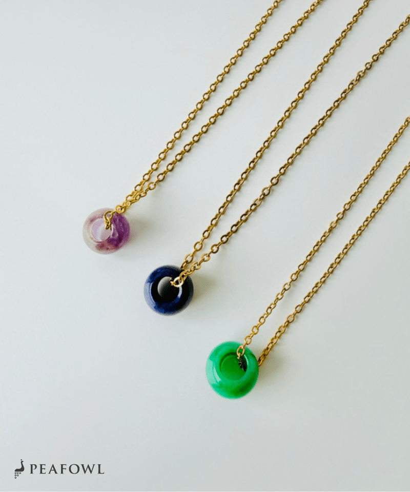 Drop Stone Necklace - peafowl