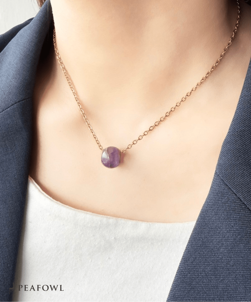 Drop Stone Necklace - peafowl