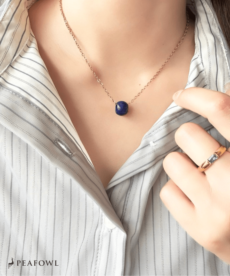 Drop Stone Necklace - peafowl