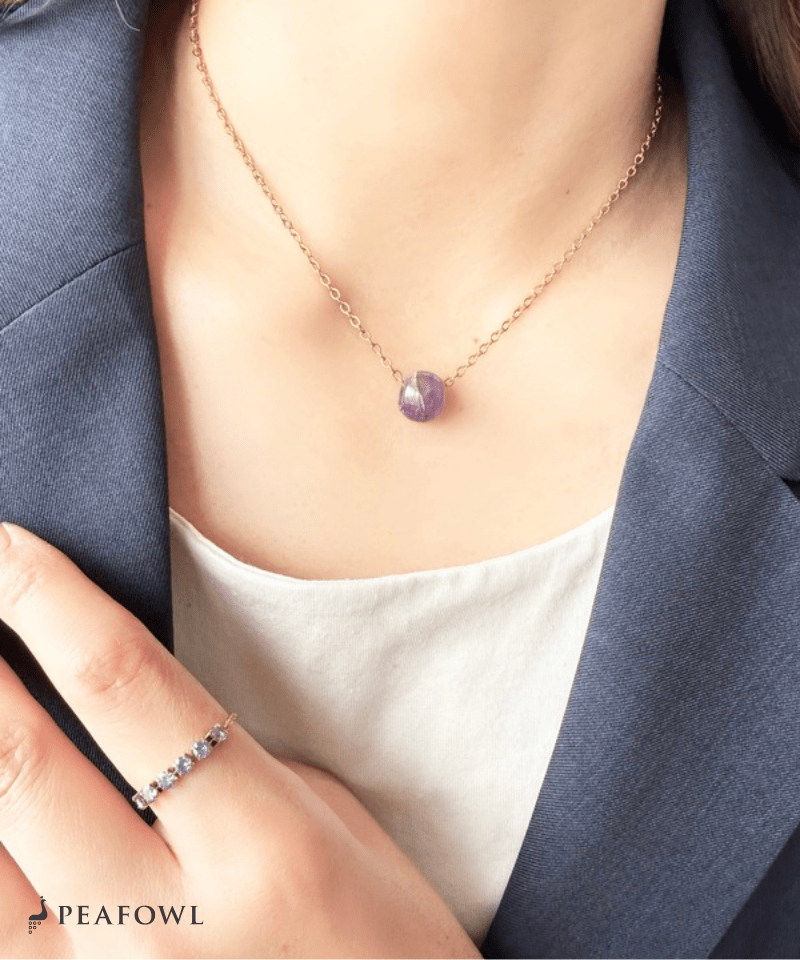 Drop Stone Necklace - peafowl