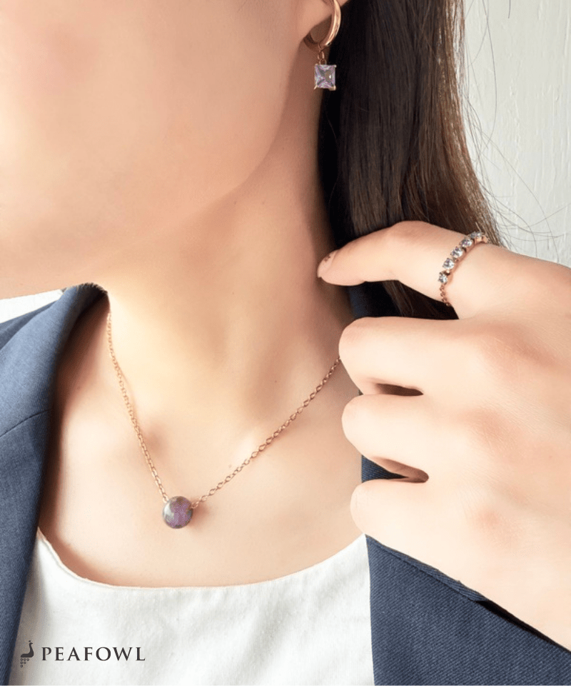 Drop Stone Necklace - peafowl