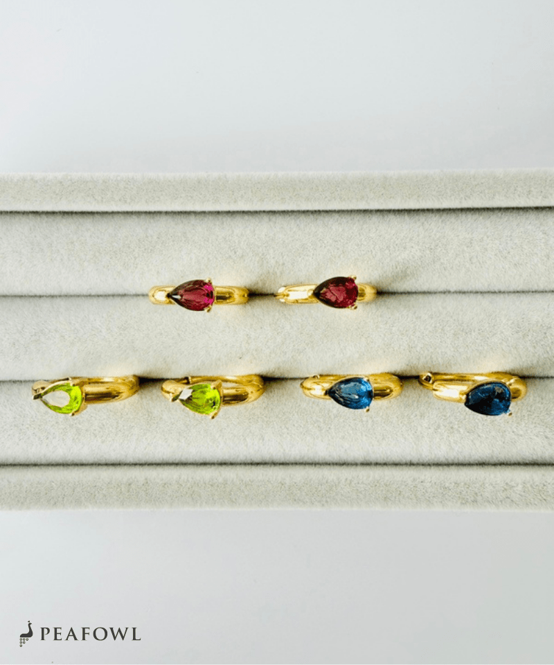 Drop Zircon Hoop Pierce - peafowl