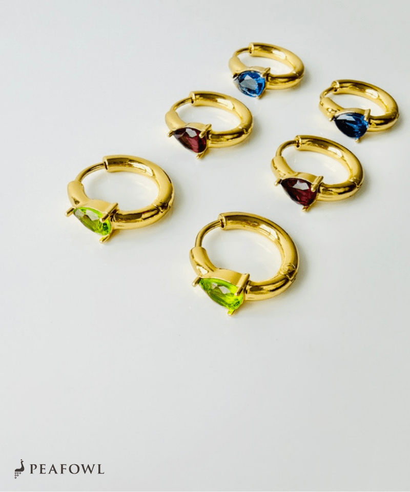 Drop Zircon Hoop Pierce - peafowl