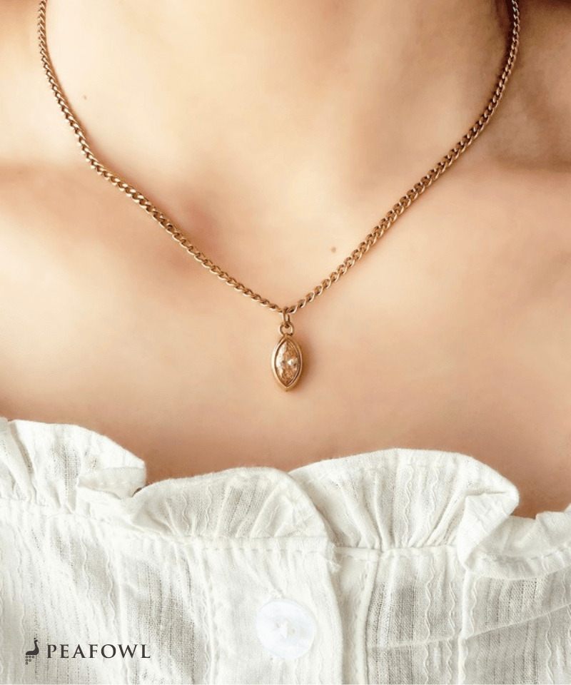 Drop Zircon Necklace - peafowl