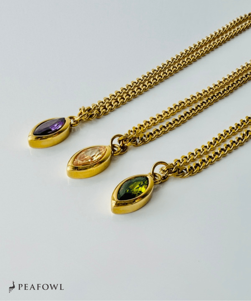 Drop Zircon Necklace - peafowl