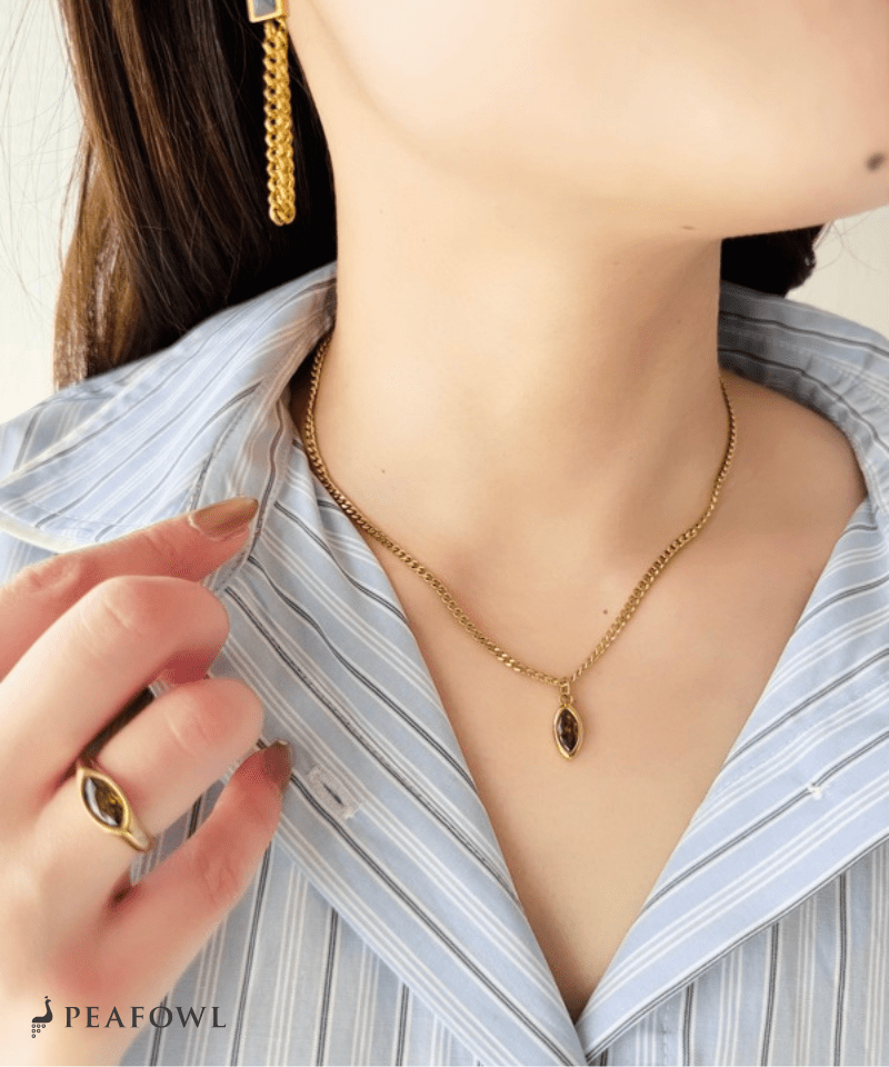 Drop Zircon Necklace - peafowl