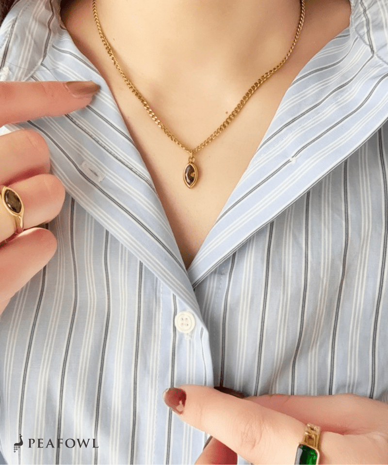 Drop Zircon Necklace - peafowl