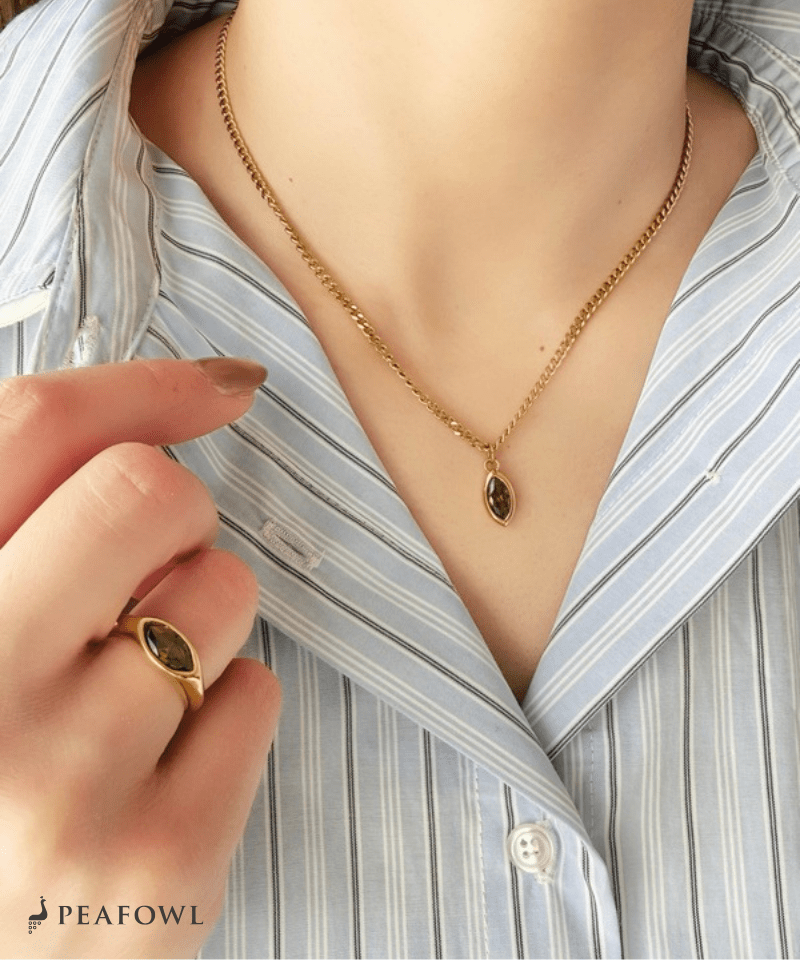 Drop Zircon Necklace - peafowl