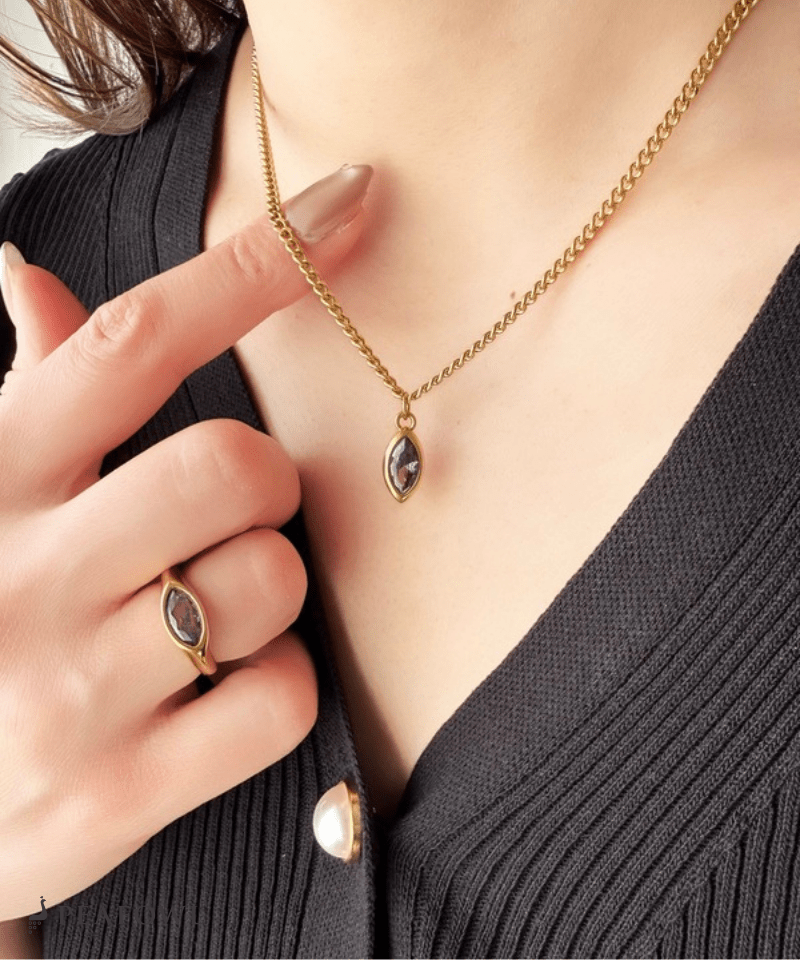 Drop Zircon Necklace - peafowl