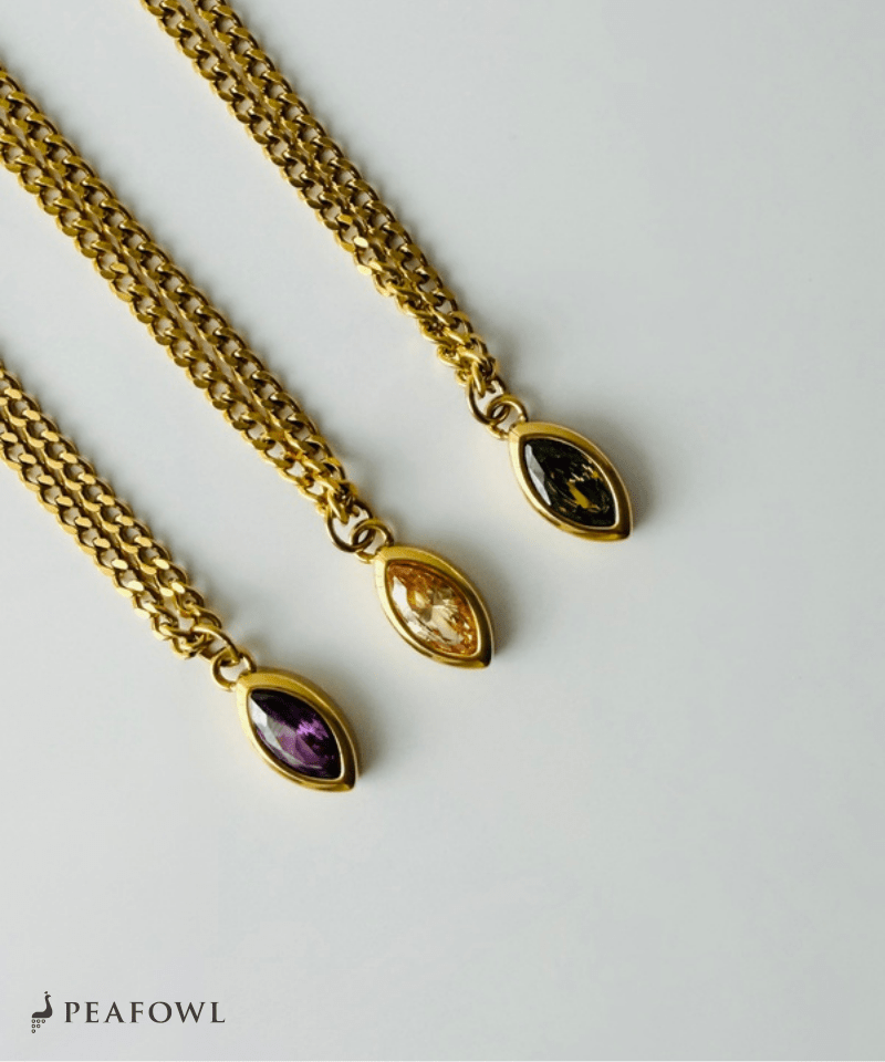 Drop Zircon Necklace - peafowl