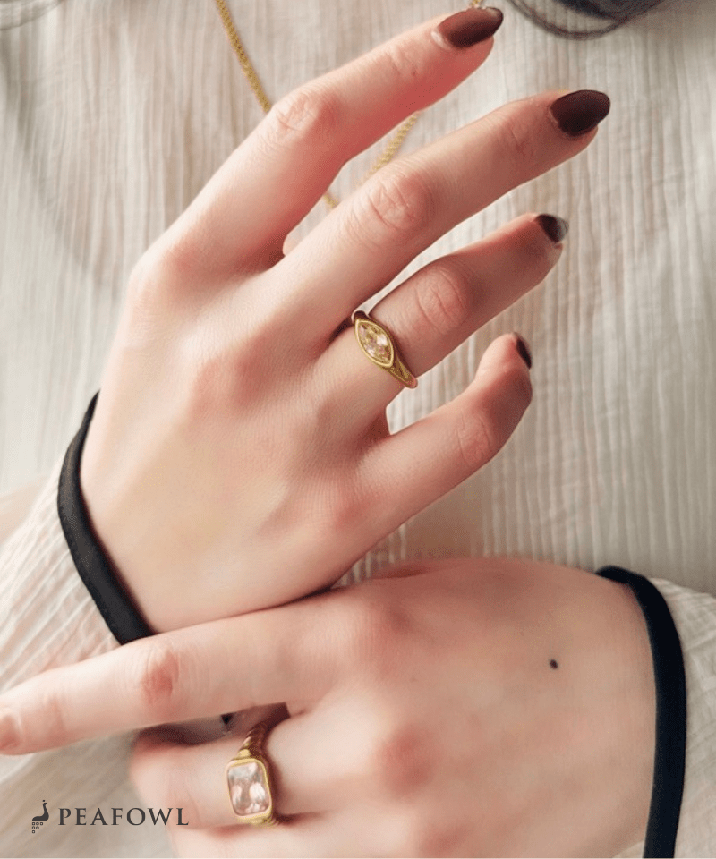 Drop Zircon Ring - peafowl