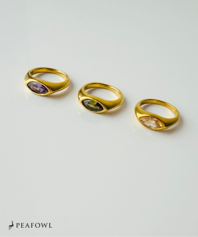 Drop Zircon Ring - peafowl