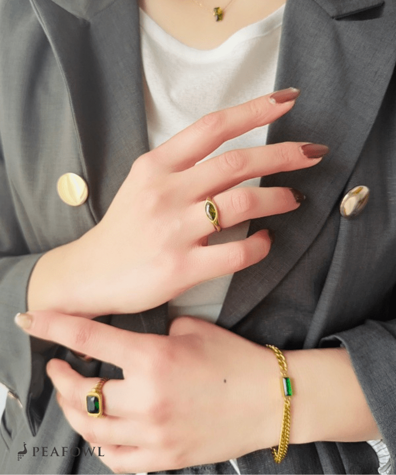 Drop Zircon Ring - peafowl