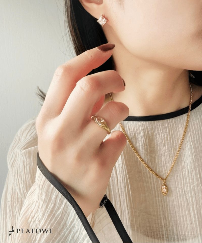 Drop Zircon Ring - peafowl