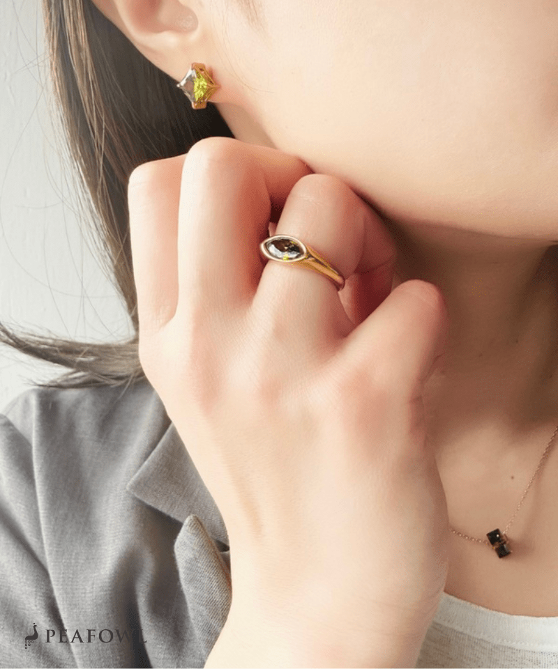 Drop Zircon Ring - peafowl