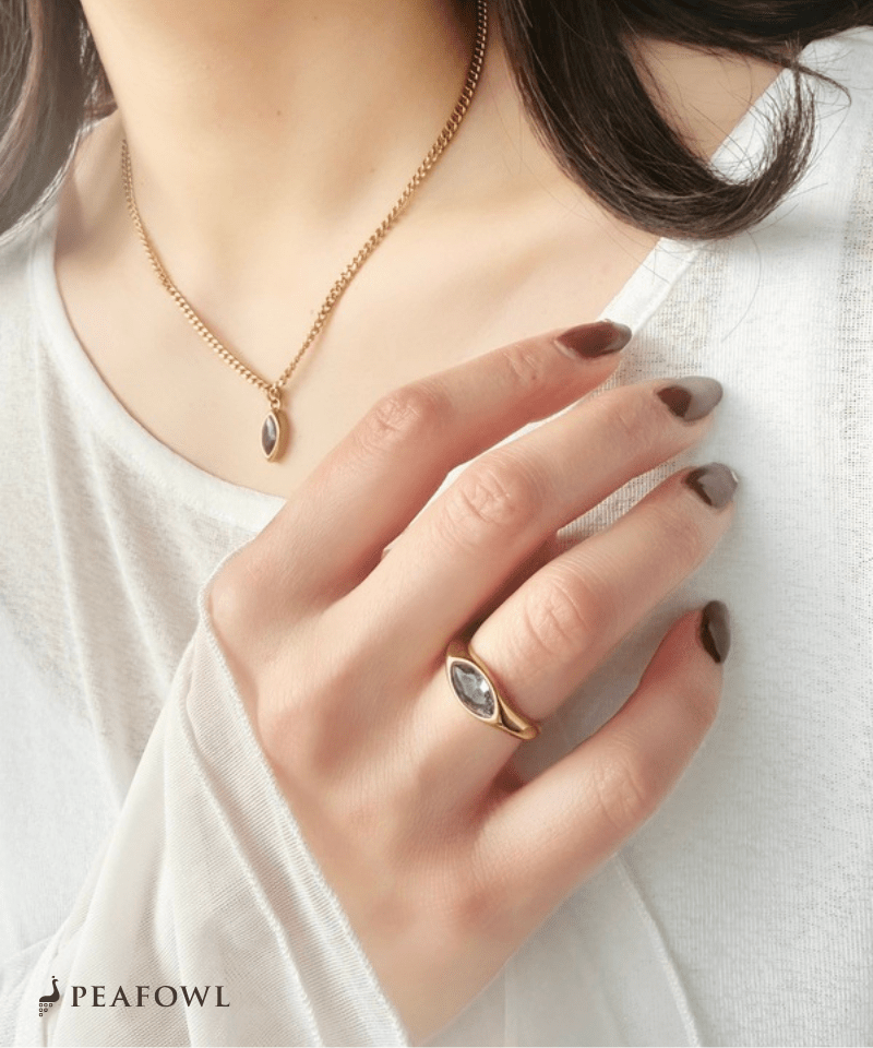 Drop Zircon Ring - peafowl