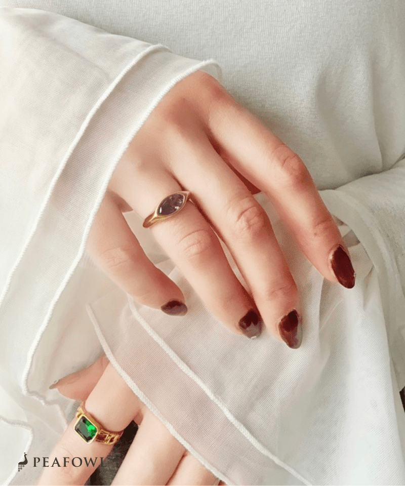 Drop Zircon Ring - peafowl