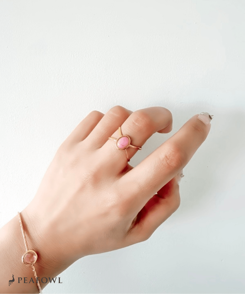 Dual Line Stone Ring - peafowl