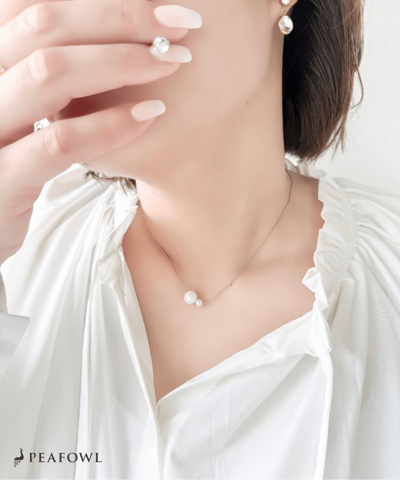 Duet Pearl Necklace - peafowl
