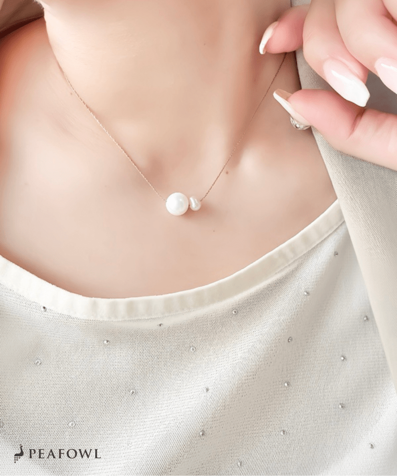 Duet Pearl Necklace - peafowl