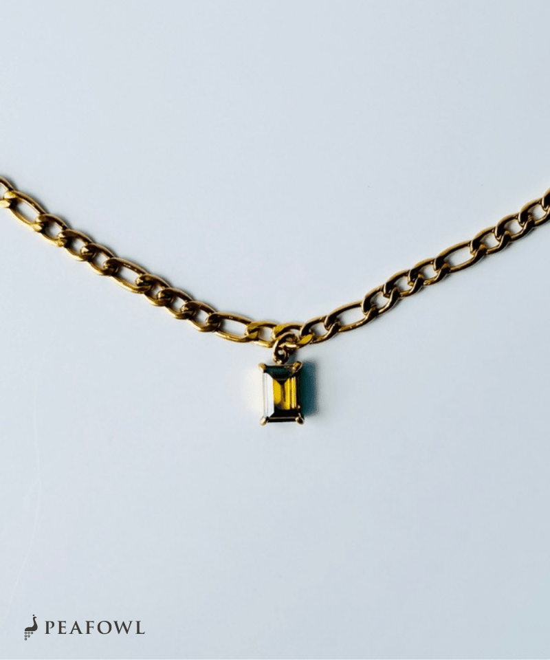 Emerald Grain Figaro Chain Necklace - peafowl