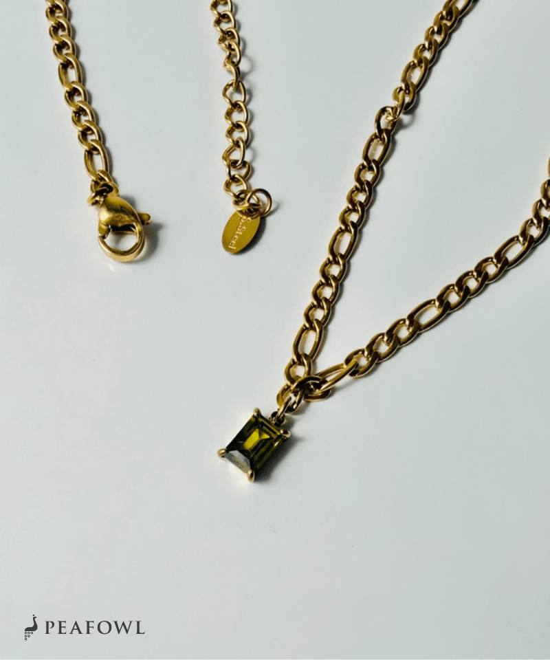 Emerald Grain Figaro Chain Necklace - peafowl
