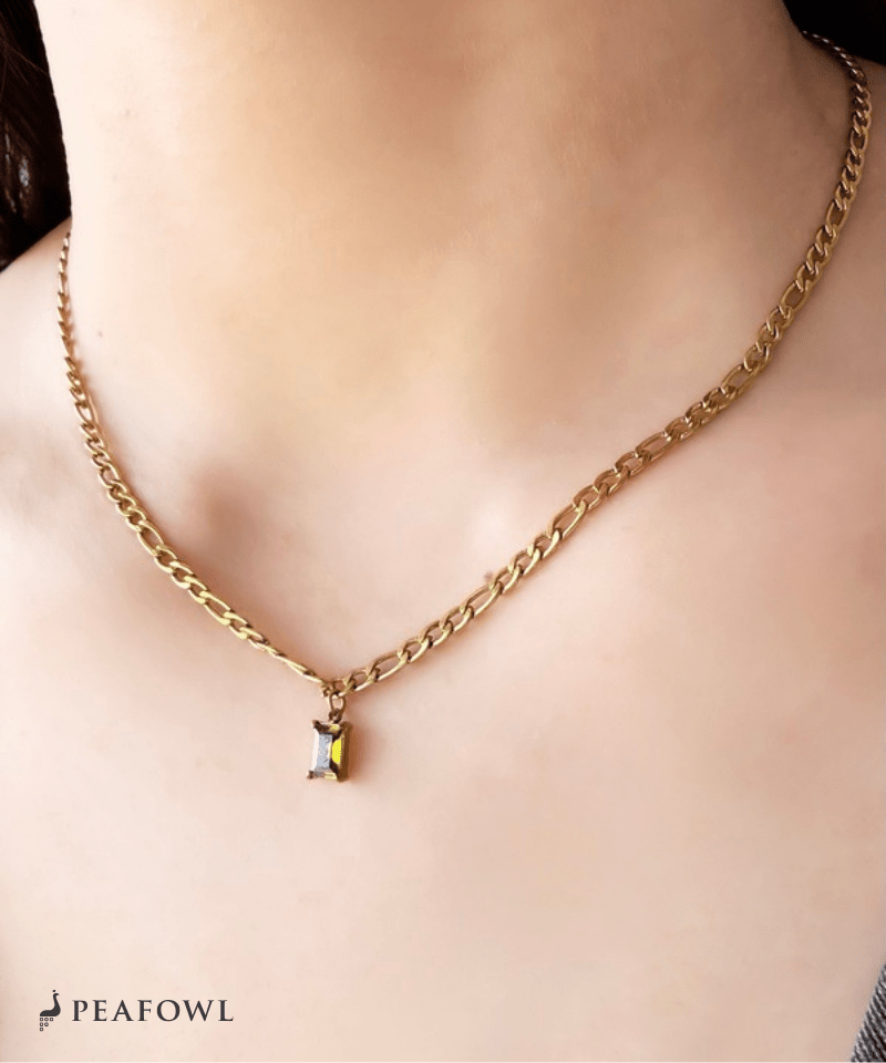 Emerald Grain Figaro Chain Necklace - peafowl