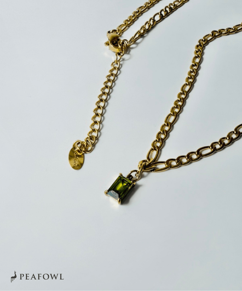 Emerald Grain Figaro Chain Necklace - peafowl
