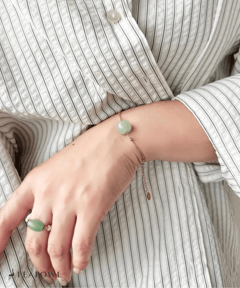 Green Stone Bracelet - peafowl