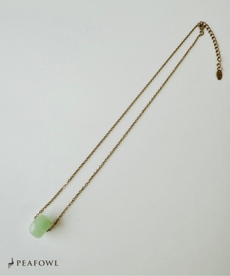 Green Stone Necklace - peafowl