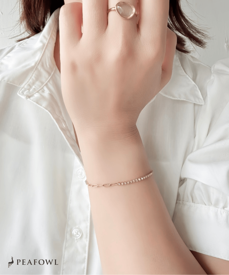 Half Stone Chain Bracelet - peafowl