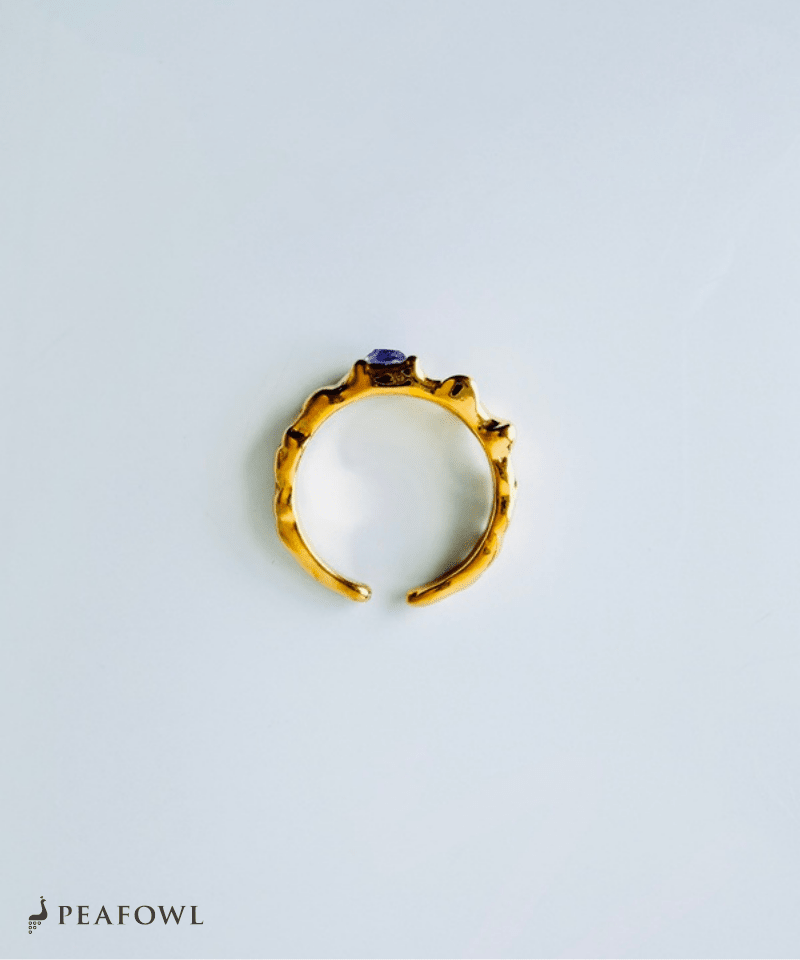 Hammered Stone Ring - peafowl