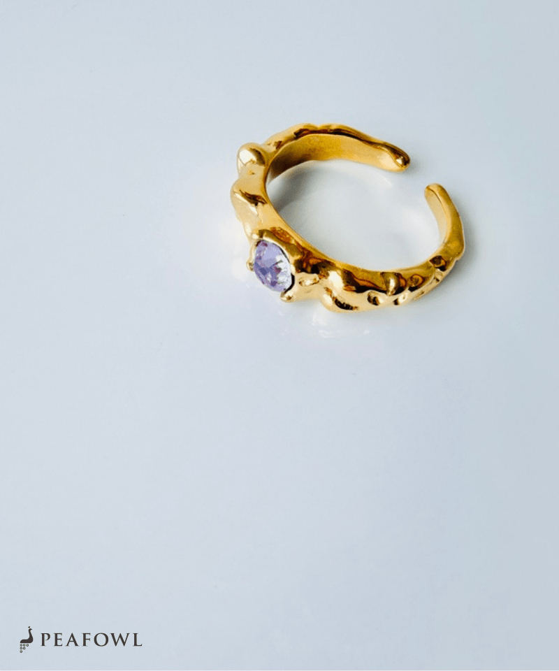 Hammered Stone Ring - peafowl
