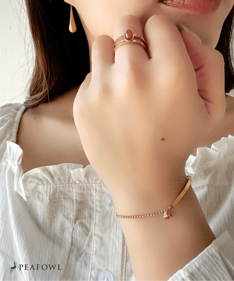 Heart Bar Bracelet - peafowl