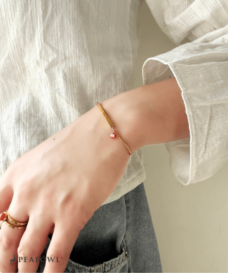Heart Bar Bracelet - peafowl
