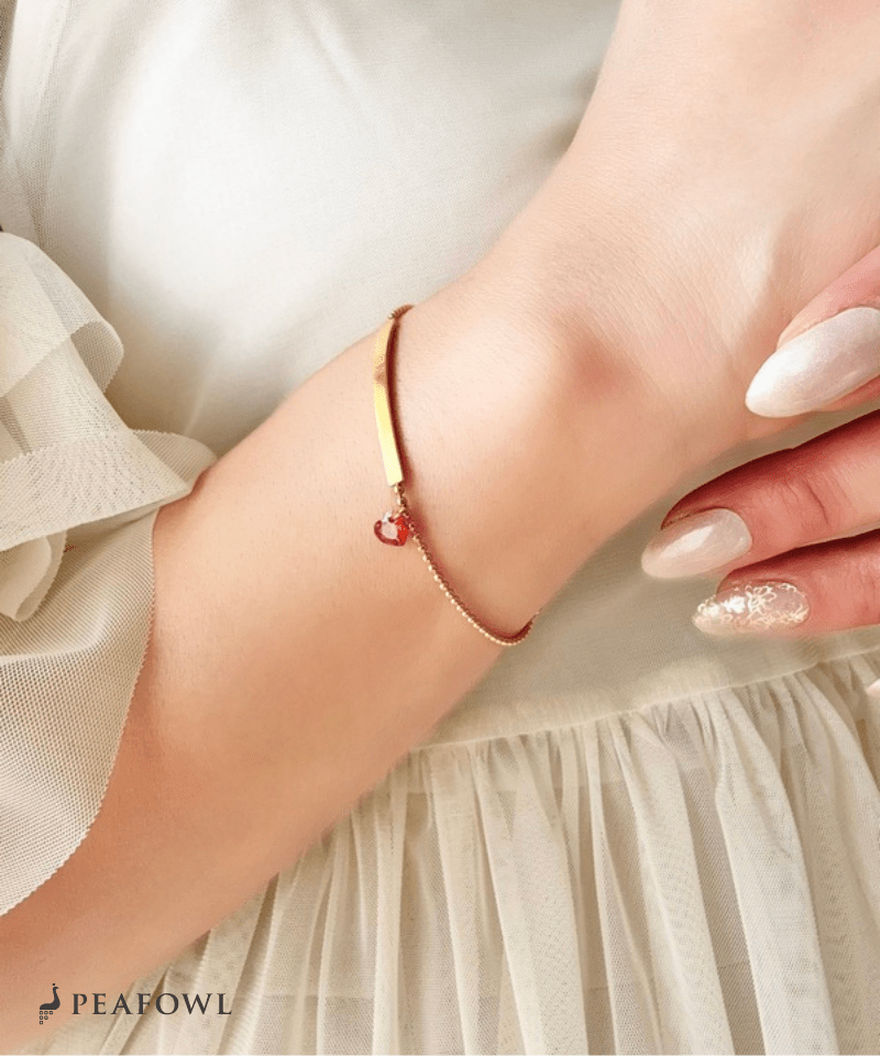 Heart Bar Bracelet - peafowl