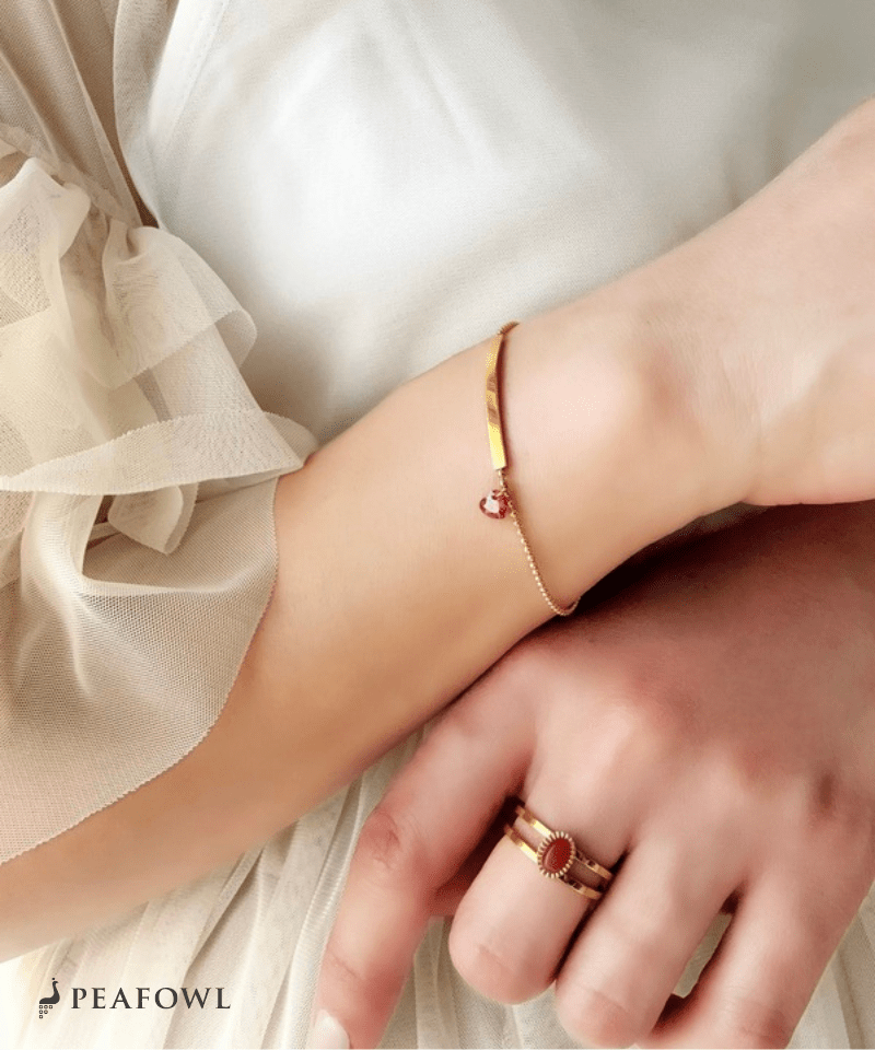 Heart Bar Bracelet - peafowl
