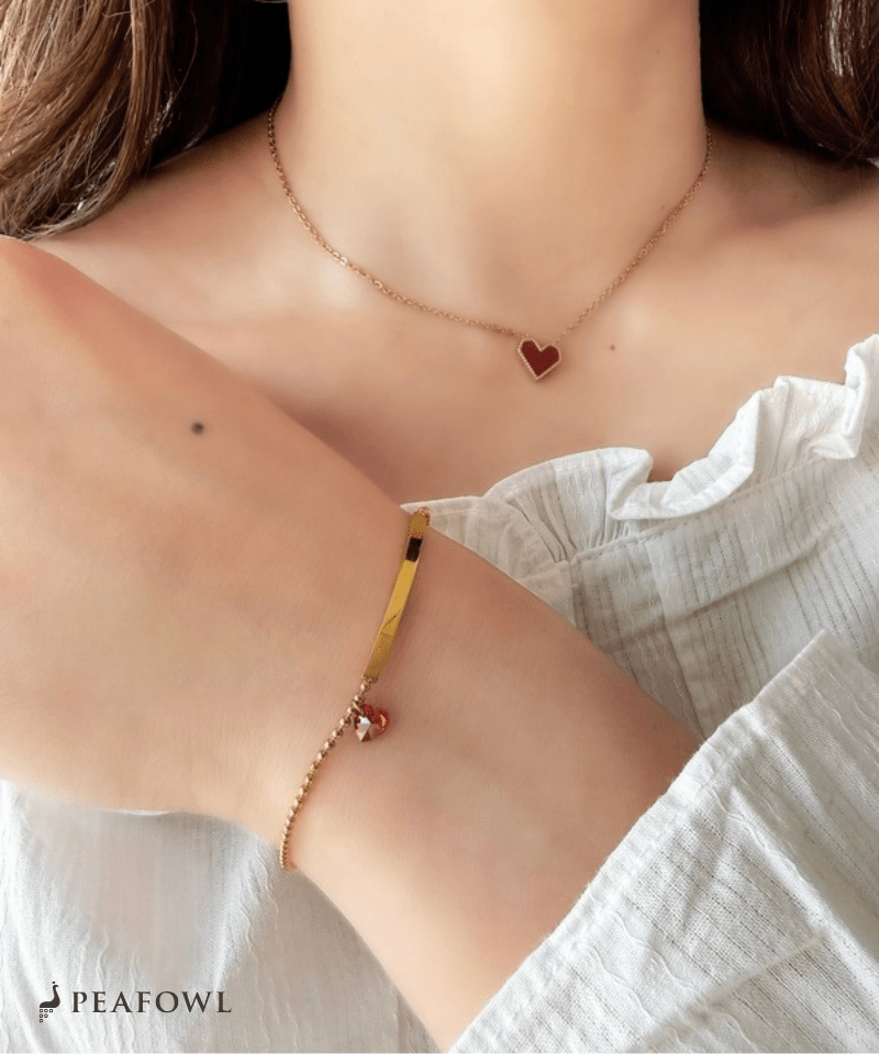 Heart Bar Bracelet - peafowl